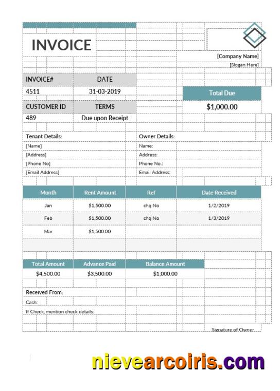 Office Rent Invoice Format